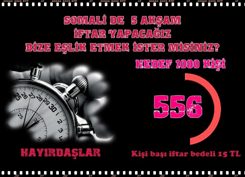 Tüm hayırdaşlarımıza müteşekkiriz..

Hedef yükseltiyoruz!

Somali’de 5 akşam iftar için hedef 1000 kişi..

Kişi başı 15 TL

Bize eşlik etmek ister misiniz..?