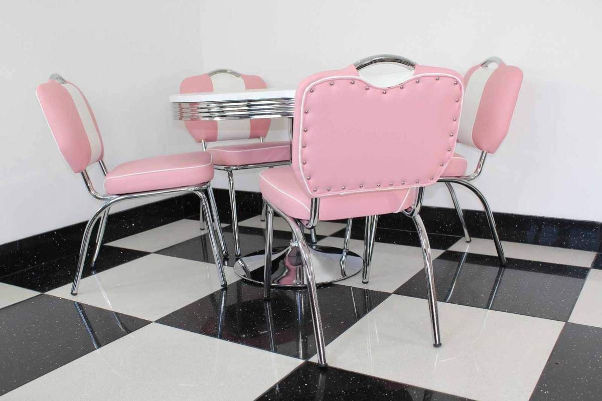 JustAmericana's tweet photo. Chromed Round Table with Pink Studded Chair Set https://t.co/iybX6UsKqz
Retro-look faux leather fully upholstered chairs with contrasting panel and a chromed steel frame. 🇺🇸🇺🇸 https://t.co/GtZqjvBSuz