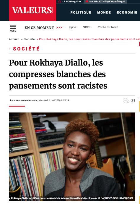 VictorSinclair3's tweet image. Coucou @RokhayaDiallo .
T'as vu ? Grâce à tes magnifiques prouesses intellectuelles d'hier sur les compresses blanches des sparadraps, tu as eu droit à un article dans LE magazine référent des fachos.
Franchement ?
C'est pas la classe ?
Sinon je fais un diner demain. Tu es libre?