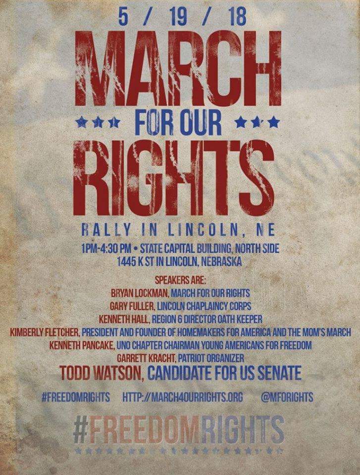 NFOA_Official's tweet image. Heads up!

March For Our Rights is headed to #Lincoln #Nebraska on May 19!

Like/Share/Retweet

#FreedomRights #2A #DTOM