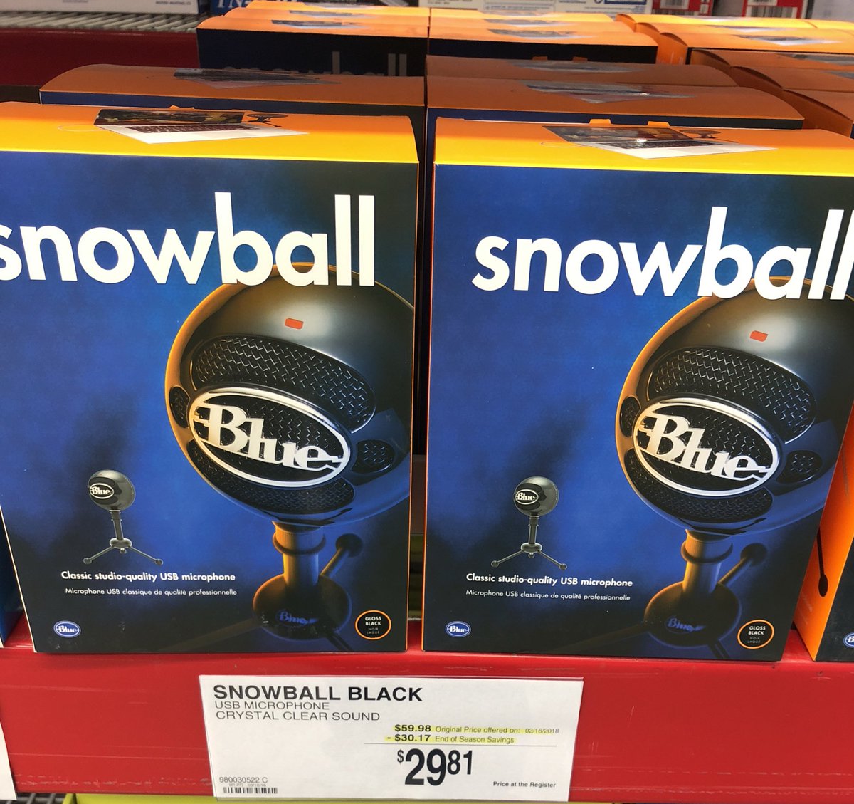 piercemr's tweet photo. Looking for a deal on a microphone? Blue Snowball at my local Sam's Club is >$30. Good introduction mic, in my tests it worked pretty well - and for the $$ heck of a deal. Normally $60. https://t.co/efwKkEEIQz