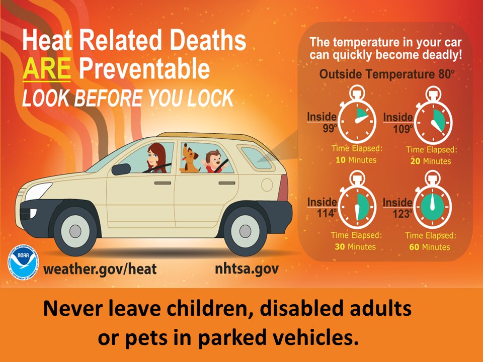 NWSTucson's tweet photo. Car Safety and Heat. #azwx https://t.co/FumLyOcLVn