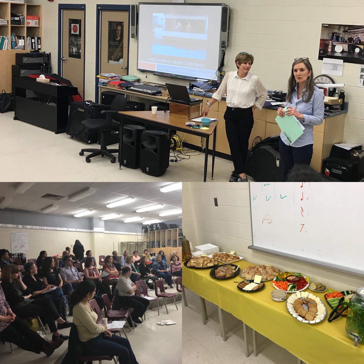 TorontoOuest's tweet photo. Un grand #merci au Conseil d’école de #TOOU qui a organisé la conférence énergisante sur la pleine conscience d’hier soir avec Catherine Desjardins! #Merci au CÉ de @ESCSFA1, à @cuisinesantef et @ppeontario #pleineconscience #mindefullness #meditation @csviamonde @cscmonavenir https://t.co/artrLV3NPZ