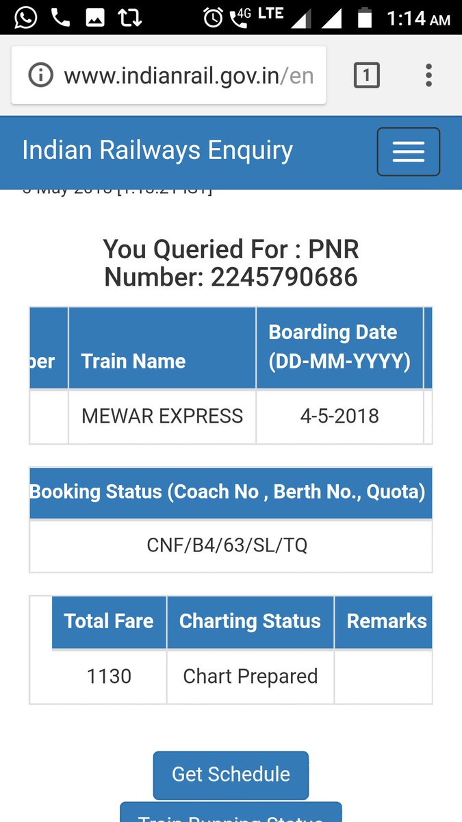 Indian Railway Tatkal Fare Chart