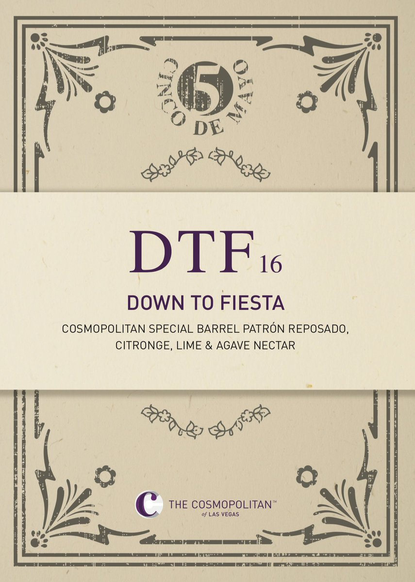 plushcalv's tweet photo. Are you Down To Fiesta?  Join us tomorrow at The Cosmopolitan's Boulevard Pool for #Patron samples and giveaways from 12pm-3pm.  #CincoDeMayo https://t.co/5CLemzSxS8