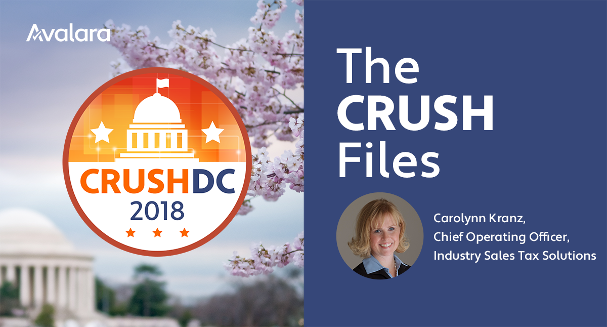 mike_wingrove's tweet photo. Carolynn Kranz, one of the most sought-after experts on the taxation of cloud and digital goods, is excited to welcome @Avalara CRUSH to her hometown of Washington, D.C., where she'll help to shed light on the future of tax compliance: https://t.co/DWR73JmR4H #AvalaraCRUSH18 https://t.co/xGYQr95kGh