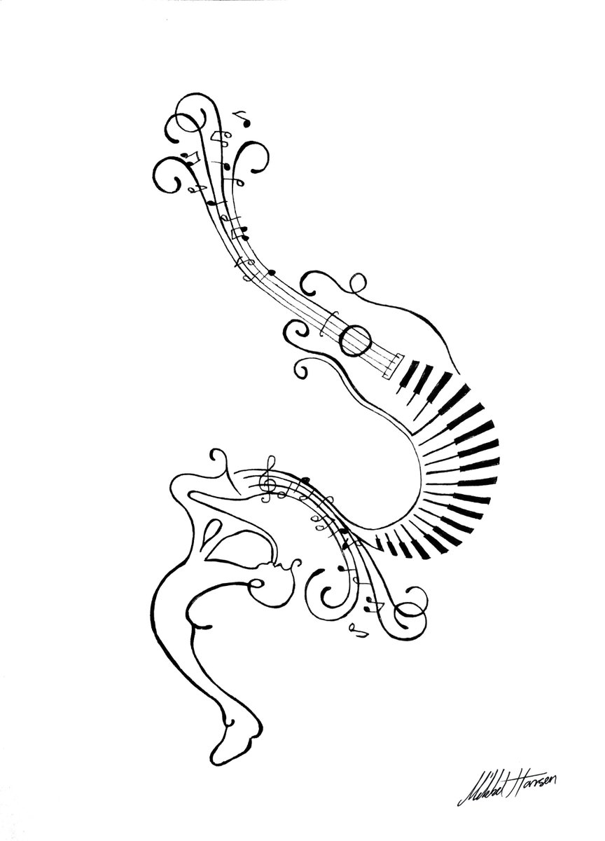 Dancing music, playing with ink. #art #music #drawing