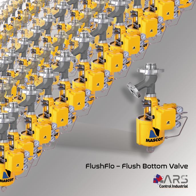 Válvula FlushFlo Marca #MASCOT. Diseñadas para descargar el fluido almacenado a un proceso posterior. 
Suelen aplicarse en fondo de tanques, digestores y secadores.
#válvulasdecontrol #válvulasFlushFlo #MASCOT  #venezuela