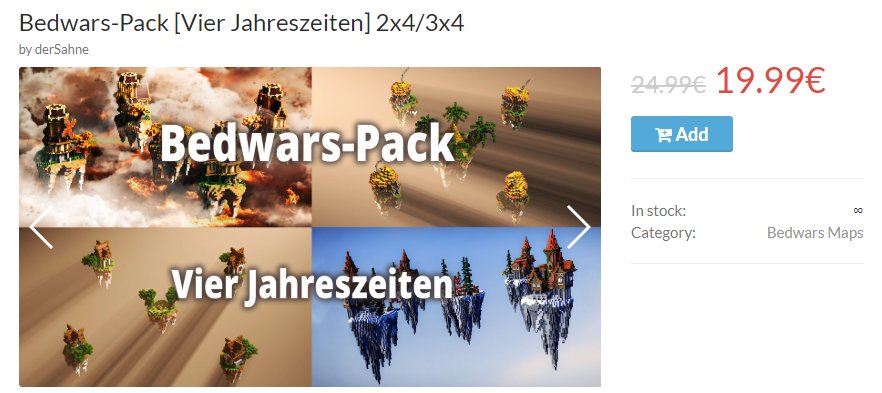 Have you seen this "Bedwars Map Pack" by <a href="/derSahne_/">Daniel | derSahne</a>?

Four Maps for only 19.99€ instead of 24.99€