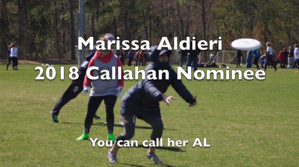 Ultiworld's tweet photo. . @UCWUltimate's Marissa Aldieri For Callahan --> https://t.co/35zKFWpxBO https://t.co/wWR0VURJKJ