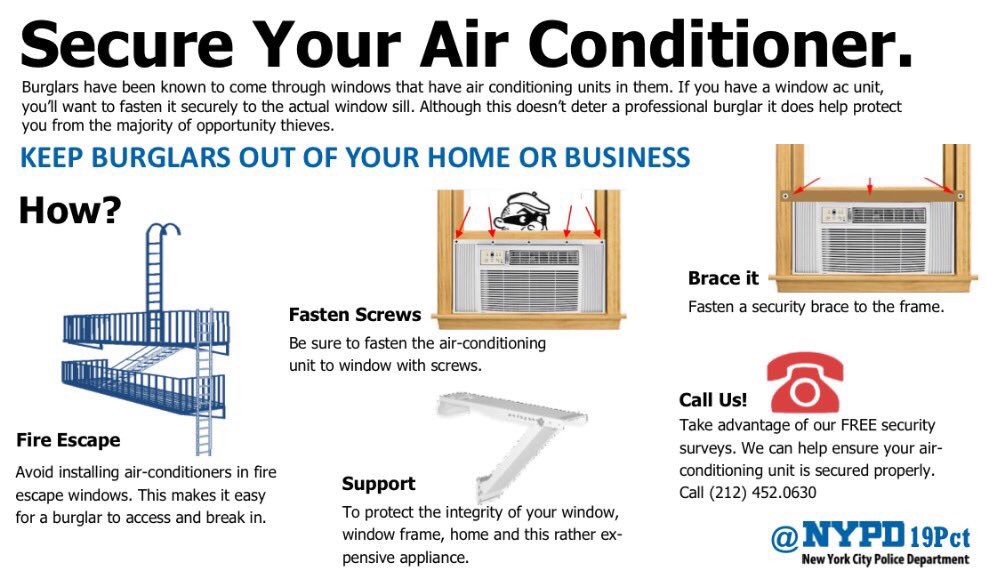 Nypd 19th Precinct On Twitter Tis The Season For Fire Escape Window Burglaries If You Re Ready To Install Your Window Air Conditioning Unit Please Do Not Install It In A Fire Escape