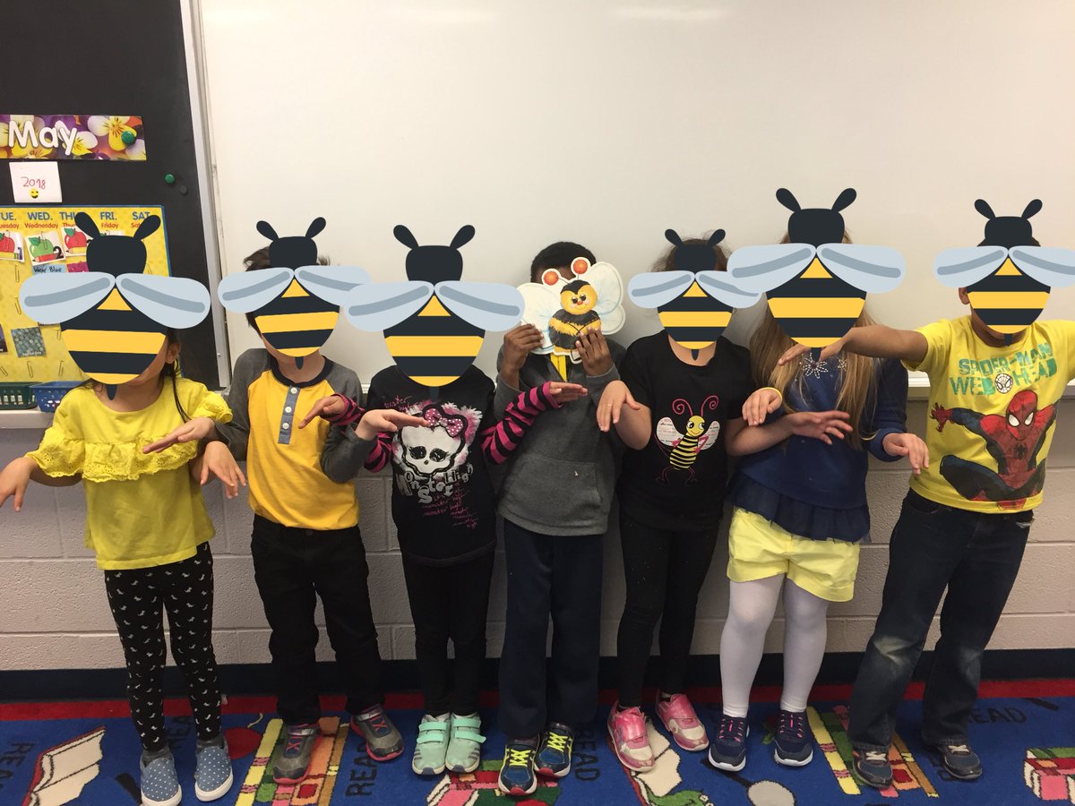 MsCurittiGr1's tweet photo. Wearing our Bee colours today to remind everyone how important 🐝 are for pollination! Thank you Bees! #SaveTheBees https://t.co/W6D3llSgni