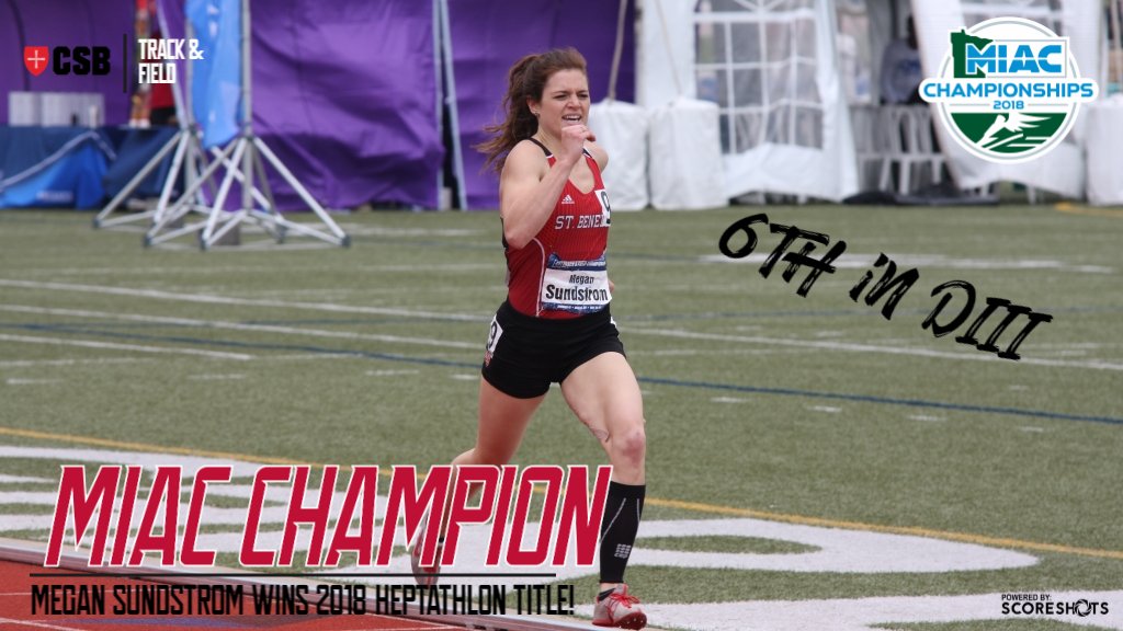 CSB_Athletics's tweet photo. Congrats to @CSBTF senior Megan Sundstrom, the 2018 MIAC Heptathlon Champion! Her score of 4,586 is currently sixth-best in Division III! https://t.co/rgMmOOTosb