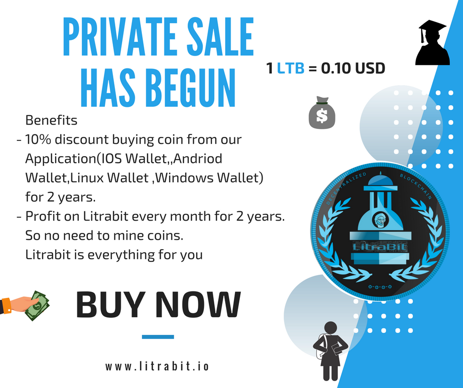 litrabit's tweet image. Private Sale Has Started

Buy Now and become a part of this great project
litrabit.io/privatesale/

#Airdrop #ICO #PRESALE #Blockchain #LitraBit #Top10 #ERC20 #ethereum #bitcoin #Bounty #Ripple #PrivateSale #Sale