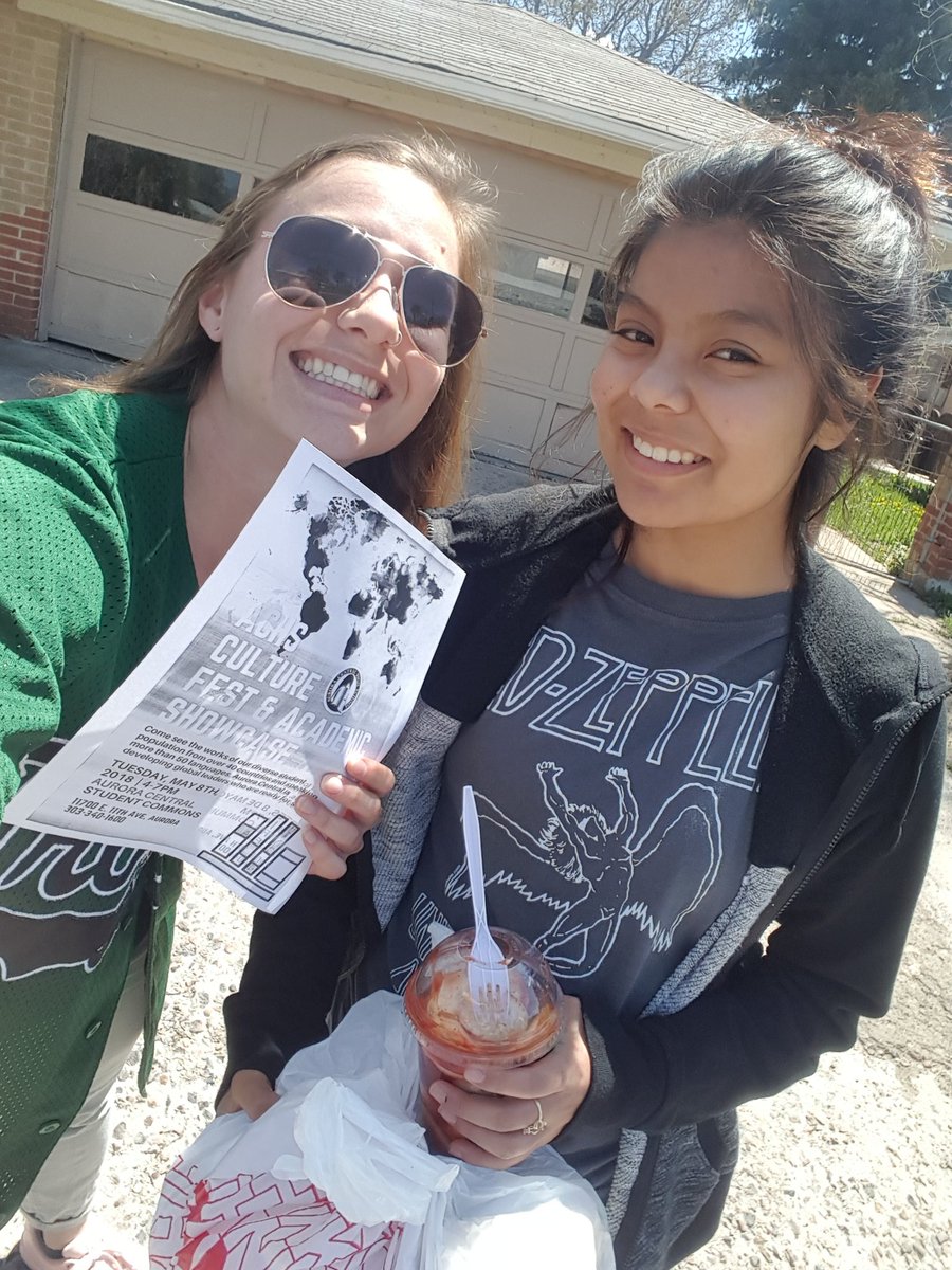 Nickelsaysthis's tweet photo. Ran into some current and past students on our community walk to spread the word about culture night May 8th 4 to 6 pm @TrojansACHS (Aurora Central) @aurorak12 https://t.co/EkkUyViObJ