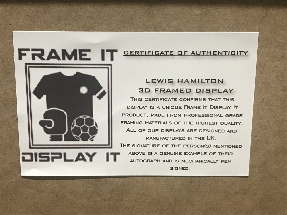 London_P_Cycle's tweet photo. Lewis Hamilton signed frame piece from his 2016 Formula 1 season with Mercedes. The signature is a genuine example as confirmed by the certificate of authenticity

Head over to my Facebook page (Charlie Bruce) to make a bid

#formula1 
#racing 
#lewishamilton 
#mercedes https://t.co/Z0LQgV1zZL