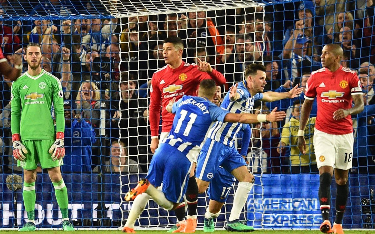Twenty one years and one day ago #BHAFC remained in the Football League by the narrowest of margins. 

Today, mighty Manchester United succumbed to another resolute never-say-die Albion side who have clinched Premier League survival with a bit to spare. 

Magnificent.
