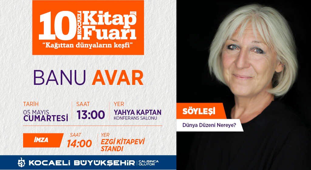 AvarBanu's tweet photo. 5 mayıs cumartesi saat 13:00 de Kocaeli kitap fuarı Yahya Kaptan salonunda buluşalım 
14:00 de Ezgi kitabevi standında yüzyüze sohbete beklerim.. https://t.co/AxlTlqDsqA