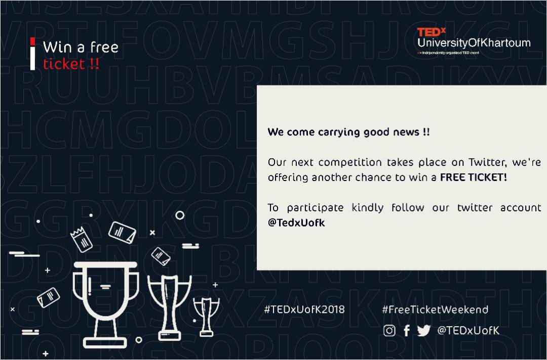 TedxUofk's tweet photo. The competition is aimed to get you all to explore and dig deep into our theme (Hidden Figures).
Below this tweet you shall find The terms and conditions to the competition That STARTS TODAY AT 11:59PM !!
#TEDxUofK2018
#FreeTicketWeekend https://t.co/gENAJUhgaE