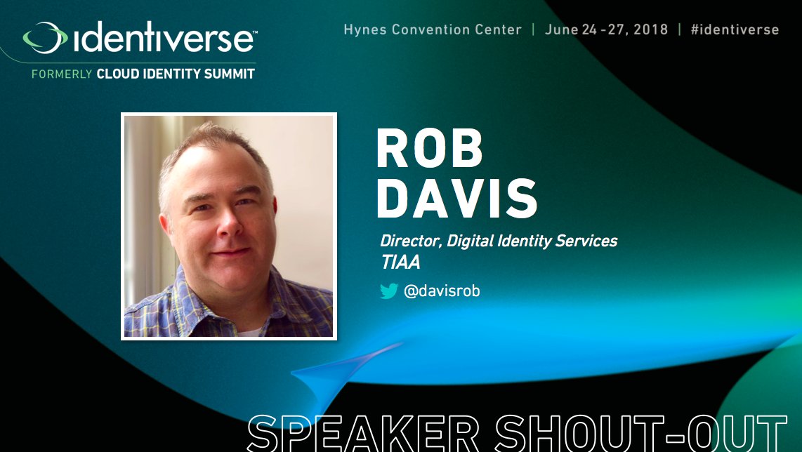 Identiverse's tweet photo. #Identiverse speaker shout-out: Rob Davis, Digital Identity Services Director at @TIAA. Come see @davisrob speak this coming June 24-27 in Boston! https://t.co/6yYquNcnIQ #cloudidsummit https://t.co/xsBRf79CJV