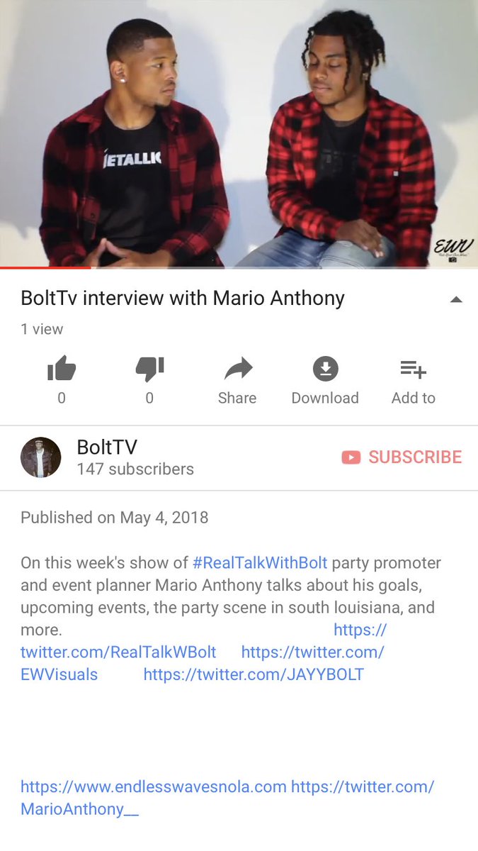 boltclothingco_'s tweet photo. TUNE IN. 

@MarioAnthony__ [ #RealTalkWithBolt⚡️ ] #EventPlanner #Louisiana #Nola #EVENTS #BatonRouge #504 #225 #RandB #MarioAnthony 

Video Link: https://t.co/XzPua9cGJK https://t.co/k7Knd47MxS