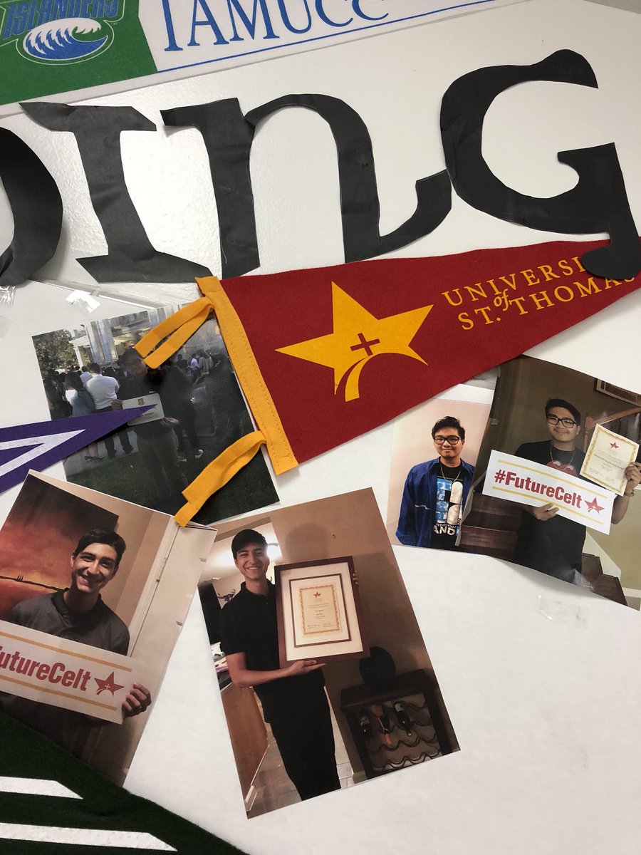 USTadmissions's tweet photo. Freshman Admissions Counselor Monica got to celebrate these awesome students for Signing Day at @NSSHS_gpisd North Shore Senior High School! Welcome to the #CeltFamily, Venice, Paul, Imer, Aaron, and Aeriana! #UST22 #USTHouston #IamUSt #WeareUST #USTAdmissions https://t.co/r2KKZVQ6Fm