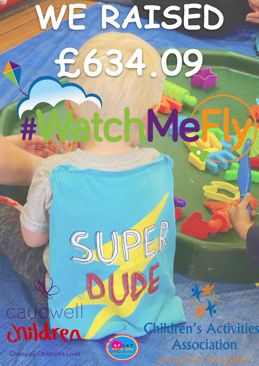 LtdSplat's tweet photo. Wow!!! Thank you so much to all the Splat Franchisees that joined in the #WatchMeFly Children's Activity Week #CAW2018
We raised a massive £634.09 #caudwellkids #charity #children. I loved seeing all your photo's of your little ones dressed up and taking part this week!! https://t.co/z3mQrXIW3Y