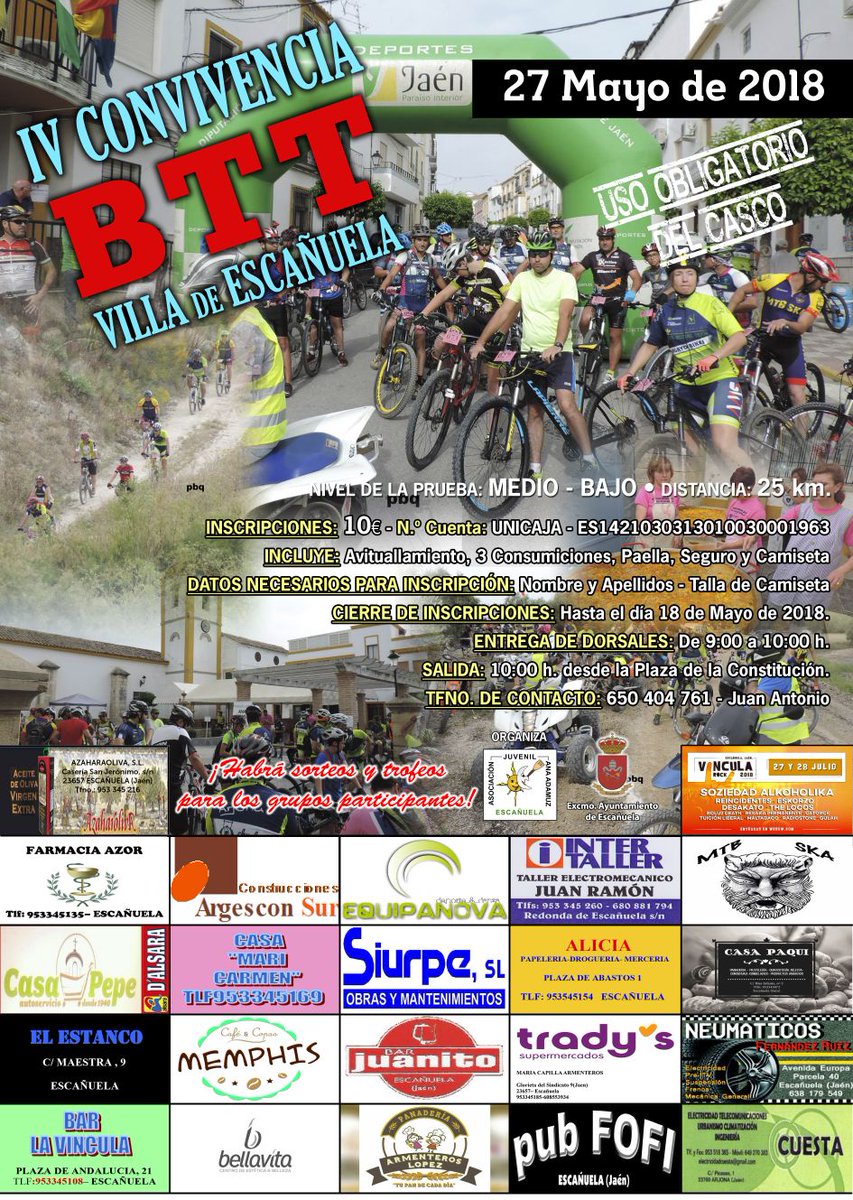 AnaAdamuzska's tweet photo. ¡IV CONVIVENCIA BTT VILLA DE ESCAÑUELA, 27 DE MAYO! https://t.co/6OoxIhmpoU