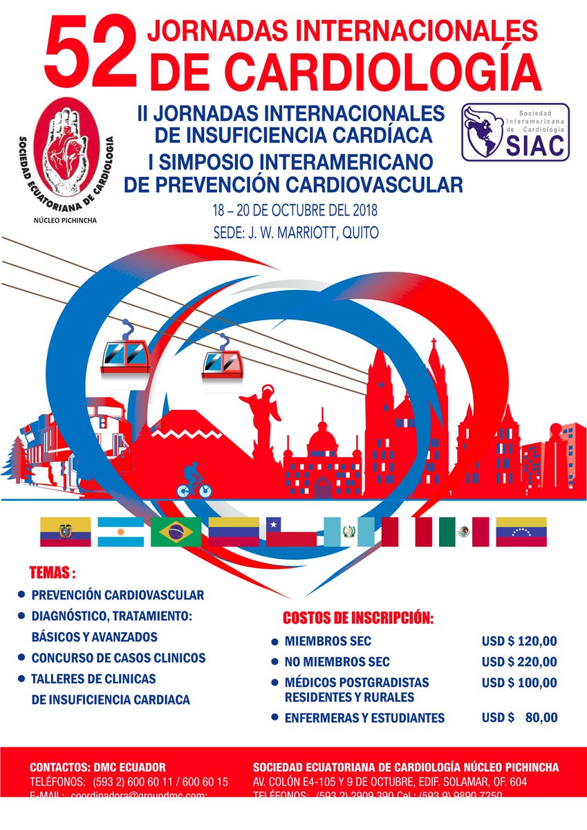 SIAC_cardio's tweet photo. 1º Simposio Interamericano de Prevención Cardiovascular. Programa científico disponible #SIACPREVENT @DrPontecarlosi @fernando_wyss @SIAComunidad @CongresoSIAC19 @gonzaeperez @gustavormdoc  https://t.co/WSWCCtCFLM https://t.co/u2mHhwsRpd