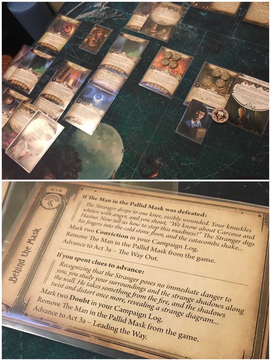 Nathan_Adam's tweet photo. Day 6 of #CampaignInAWeek: The Pallid Mask
Still surprised at how different the map is each time I play this scenario, great take on a dungeon crawler! That #tentacletoken on “Deciphered Reality” was poorly timed!
#ThePathToCarcosa
#ArkhamHorrorLCG
#FantasyFlightGames
@FFGames https://t.co/705CSlUeOi