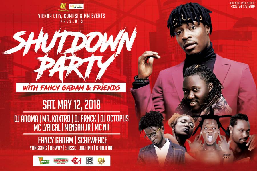 hon_godfred's tweet photo. ✨✨✨VIENNA CITY &amp; MM EVENTS✨✨✨
Present

BIE GYA-SHUTDOWN PARTY with FANCY GADAM👨‍🎤,  SCREW FACE &amp; many more😍😍

Venue 🎇: *Vienna City-Kumasi.* 
Date🗓: *12th May, 2018.* 
Time🕖: *7:00pm sharp* 

For more info.
+233541732904
#primehypez #Kumasi #sdp18 #music #Ghana https://t.co/dcPCkksPVF