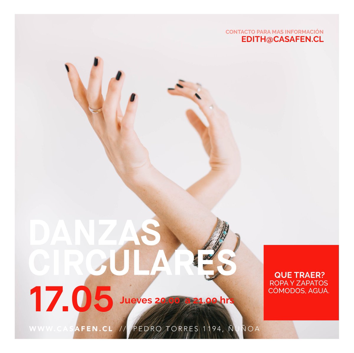 CasaFEN's tweet photo. #talleres #danzascirculares
🏵 Ven a danzar! 🌼
Regálate una actividad reconocida por sus beneficios  para salud. Memoria,  coordinación y diversión te lo van a agradecer!
Jueves 17 de mayo, 20.00 hrs., en CasaFen
Mas información edith@casafen.cl
#slowfood #slowmedicine #slowlife https://t.co/OM5jnreezd
