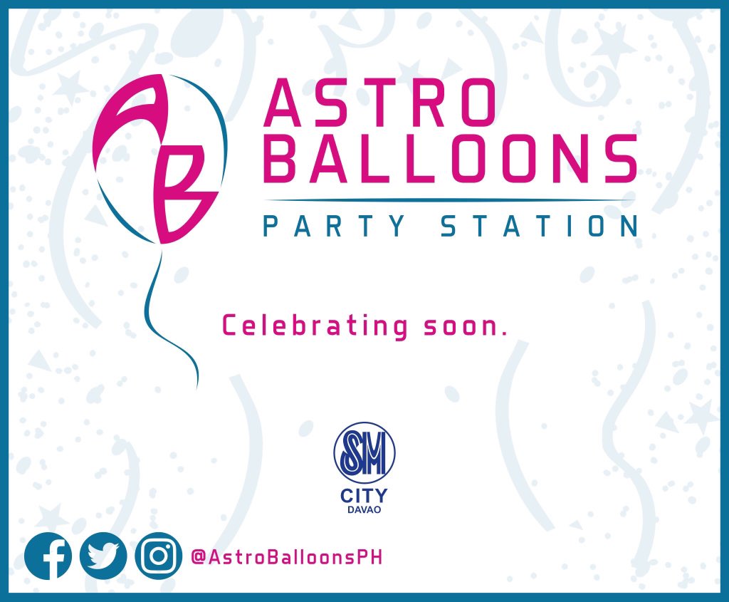 AstroBalloonsPH's tweet photo. We’re Davao’s one stop party shop.  You name it, we got it! Celebrating soon in a place near you!  🎉🎊🎈

#AstroBalloons #CelebratingSoon https://t.co/d8cnhuDVn1
