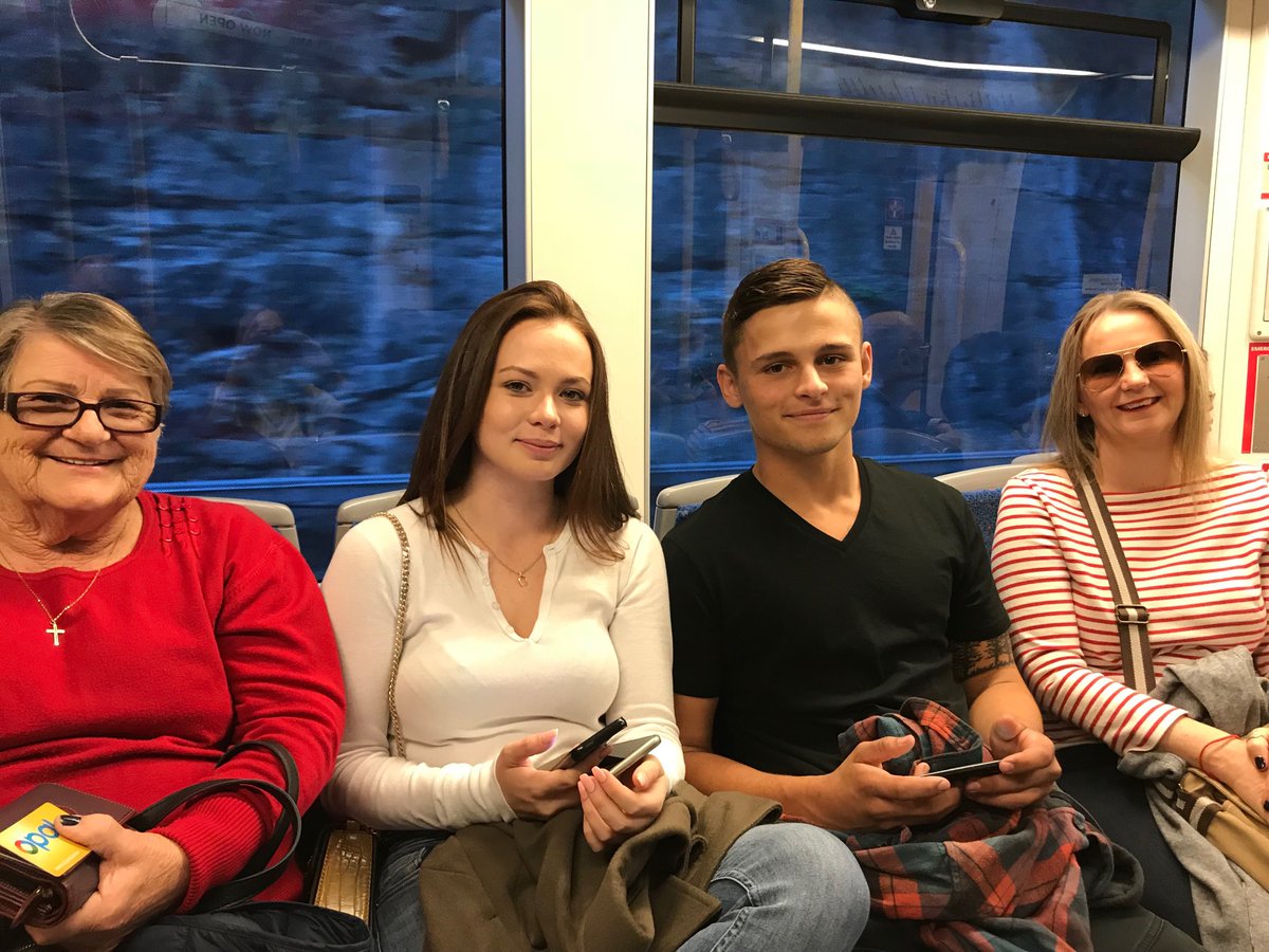 FionaWallace1's tweet photo. Light rail .. on the way to the swans game https://t.co/0Z3LZvqrHD