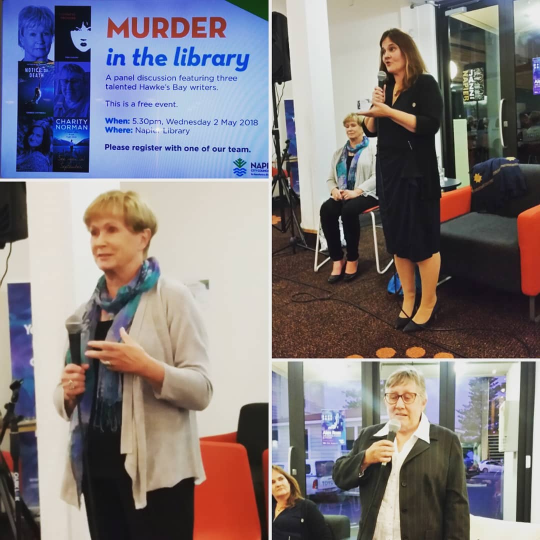 Well, that was a fantastic #MurderintheLibrary evening here in Napier - thanks to <a href="/ngaiomarshaward/">Ngaio Marsh Awards</a>, <a href="/NapierLibraries/">Napier Libraries</a> and everyone who came to muse on murder, mystery and dodgy characters with @GenCotterell #TinaClough and me.