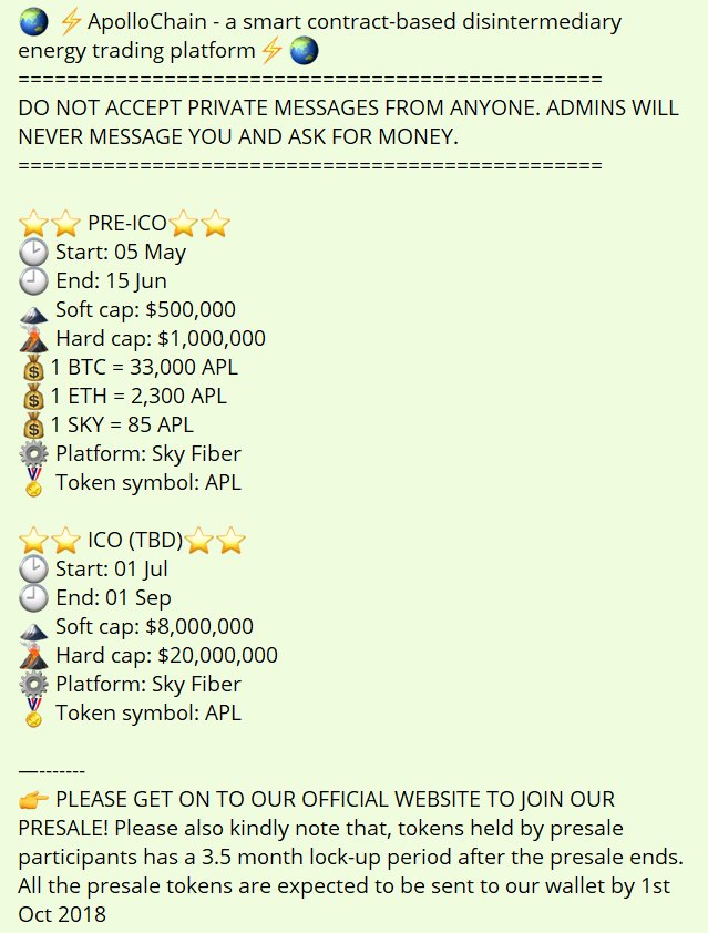ATTENTION！！！To our dear followers:
<a href="/apollochain/">APOLLOCHAIN</a> just started its very first presale on its official website: apollochain.io For more details please check the following photo. We hope to see you join and grow with us! #cryptocurrency #presale #blockchaintechnology