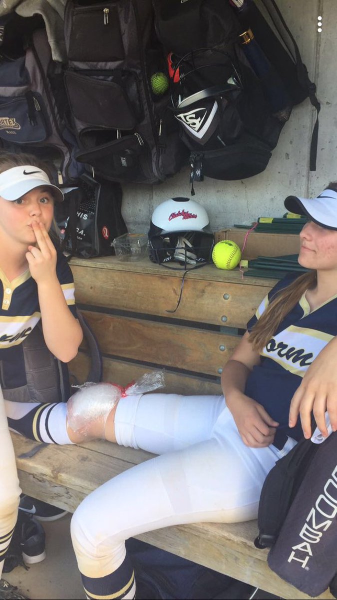 wegotsoftballz's tweet photo. tobi's knee is hurting but we are #hereforher https://t.co/czw3lQytq5