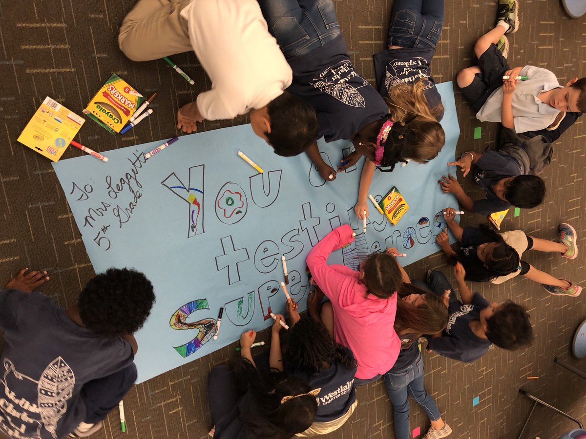 TeachWeiner's tweet image. You are testing super heroes! Sending luck and encouragement to our #Explorer big buddies next week! @JayneeLeggett #WCSPerseverance