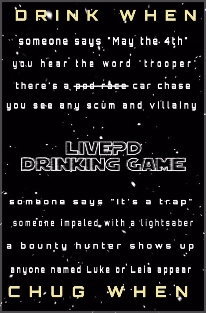 LivePD DrinkingGame on X: LivePD Drinking Game for Friday the 13th  #LivePDNation #livepd  / X