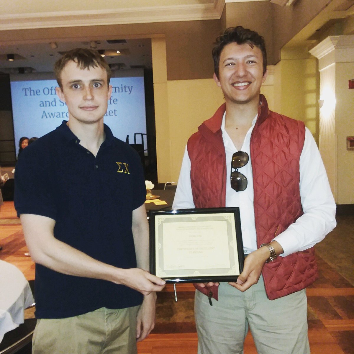 Sigma Chi is proud to say we received a certificate of excellent standing from FSL at VCU!