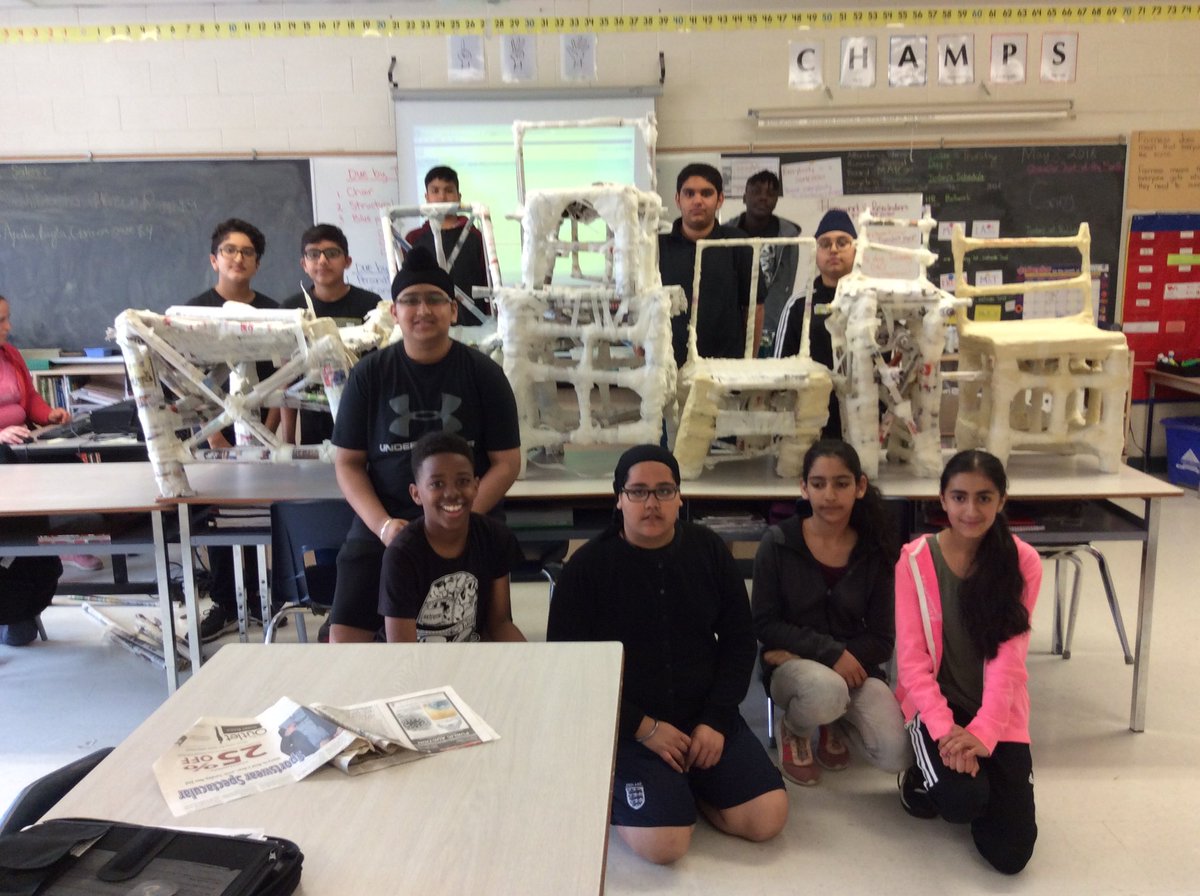 MsChan905's tweet image. 7AC&apos;s Newspaper Chair Challenge. The two on the right supported the most weight! #futureengineers #structures #structuralfailure #middleschoolscience #STEAM @rjlee_ps @PeelSchools