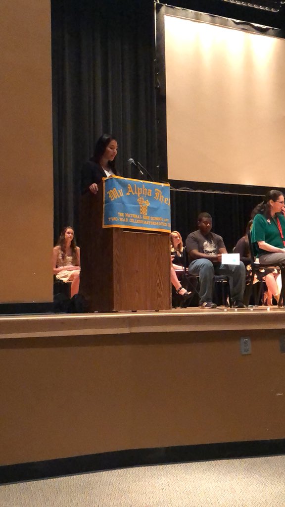 MHS_MAO's tweet photo. Two-year MAO president Victoria Botelho returns to speak to our new inductees! #proudteacher #AlwaysAKnight https://t.co/7k3efNsDNP