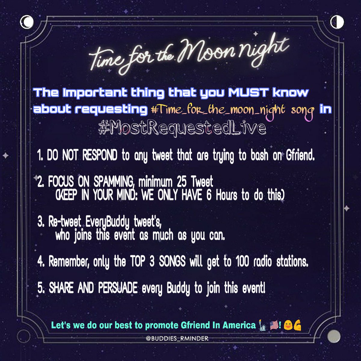 MkYerin's tweet photo. So Indonesia in Sunday morning to request #Time_for_the_moon_night song in #MostRequestedLive?? 😱😱

100 radio station, Buddies on the way!!! 😆 
@GFRDofficial
I have to set alarm! 😆
Thank you @buddies_rminder

Please share this! 🙏
@gfriendunited @amino_gfriend @GFRIENDaily https://t.co/KlLCioSqGp