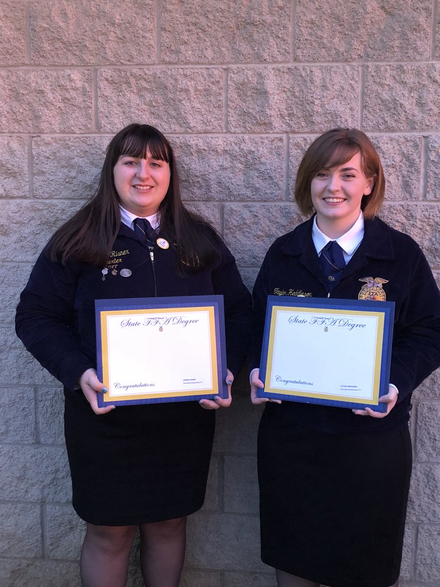 vet_pr's tweet photo. In the 5th General session Taylor Heddleson and Kendra Risner received their state FFA Degree! (@retrozoned is the first EVER @CHSTigerPride student to earn their state degree)! So cool, congrats ladies, we are proud of you!! 💙💛 https://t.co/N1UDCK8WHo