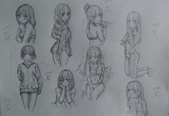 安易アナログうちの子ポーズ模写
 #うちの子 