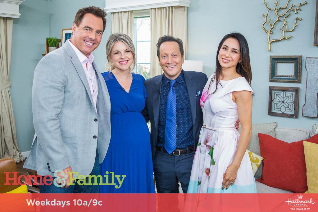 HomeandFamilyTV's tweet photo. MON! @RobSchneider and Patricia Maya are in the house dishing on their show, "Real Rob!" Don't miss them at 10a/9c on @hallmarkchannel! https://t.co/eqDzVvrHKQ