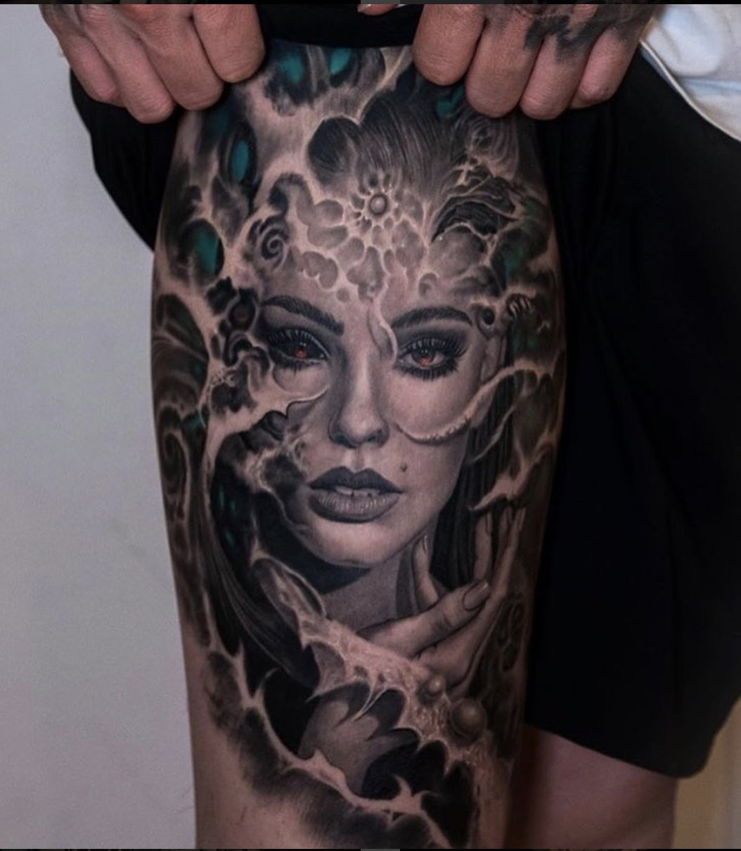 Dark Age Tattoo on Twitter &quot;Stunning thigh piece by Rember at Dark Age