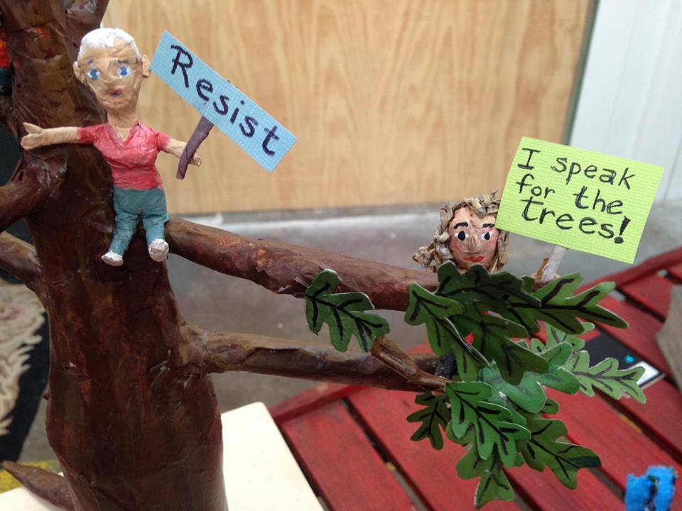 BuckaBillyArt's tweet photo. New #politicalArt "Tree Sitters " medium pop bottle newspaper cardboard acrylic paint white 50 cent school glue. https://t.co/mSRysVlrdL