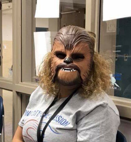 Is this normal? Don't be afraid to be yourself. I got a lot of smiles from this mask today along with playing the Star Wars theme music. #educationisfun