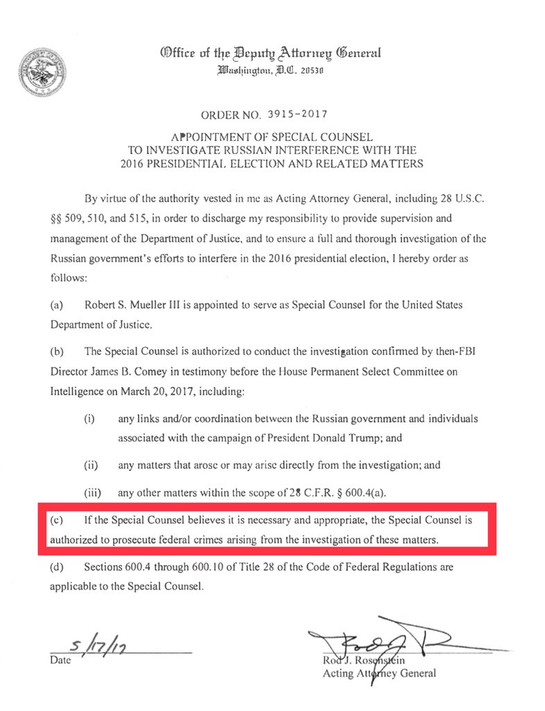 USMCLiberal's tweet photo. The comments made by Judge T.S. Ellis III today in the #ManafortHearing were completely off base, reckless, and borderline grandstanding.
I’m sure he read Justice Dept order that appointed #Mueller and assigned his scope.
So I’m not sure why he’s confused.
It’s right there. https://t.co/GIHWDtn5J5